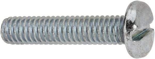 Value Collection - 5/16-18 UNC, 1-1/2" Length Under Head Slotted Drive Machine Screw - Pan Head, Grade J82 Steel, Zinc-Plated Finish, Without Washer - Apex Tool & Supply