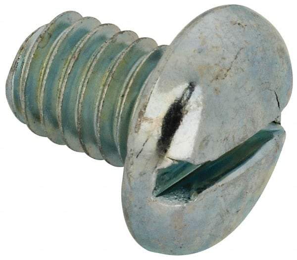 Value Collection - 3/8-16 UNC, 1/2" Length Under Head Slotted Drive Machine Screw - Pan Head, Grade J82 Steel, Zinc-Plated Finish, Without Washer - Apex Tool & Supply