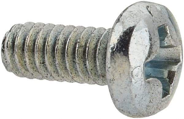 Value Collection - #5-40 UNC, 5/16" Length Under Head Phillips Drive Machine Screw - Pan Head, Grade J82 Steel, Zinc-Plated Finish, Without Washer - Apex Tool & Supply