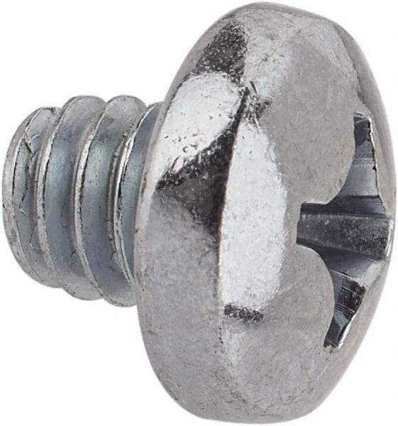 Value Collection - 1/4-20 UNC, 1/4" Length Under Head Phillips Drive Machine Screw - Pan Head, Grade J82 Steel, Zinc-Plated Finish, Without Washer - Apex Tool & Supply