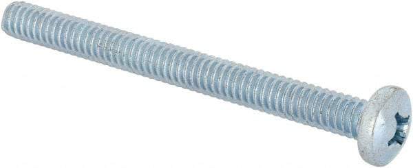 Value Collection - 1/4-20 UNC, 2-3/4" Length Under Head Phillips Drive Machine Screw - Pan Head, Grade J82 Steel, Zinc-Plated Finish, Without Washer - Apex Tool & Supply