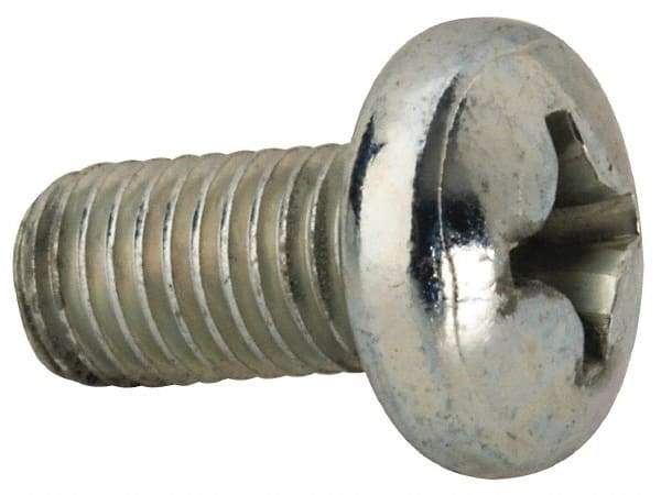 Value Collection - 1/4-28 UNF, 1/2" Length Under Head Phillips Drive Machine Screw - Pan Head, Grade J82 Steel, Zinc-Plated Finish, Without Washer - Apex Tool & Supply