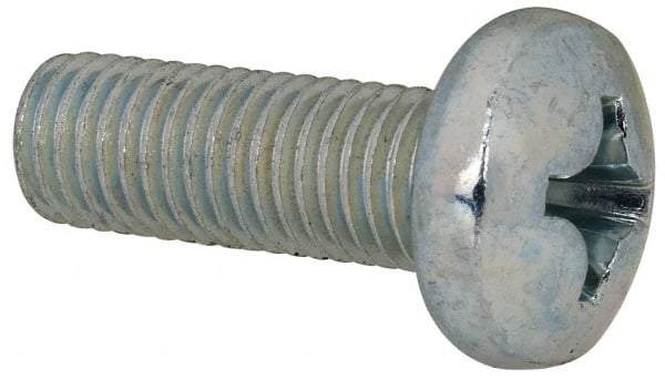 Value Collection - 1/4-28 UNF, 3/4" Length Under Head Phillips Drive Machine Screw - Pan Head, Grade J82 Steel, Zinc-Plated Finish, Without Washer - Apex Tool & Supply