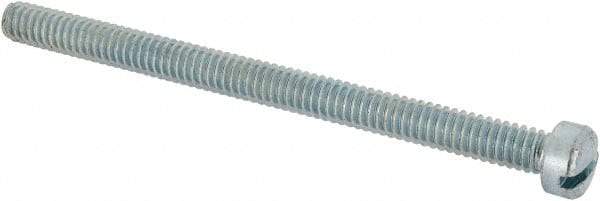 Value Collection - 1/4-20 UNC, 3-1/2" Length Under Head Slotted Drive Machine Screw - Fillister Head, Grade J82 Steel, Zinc-Plated Finish, Without Washer - Apex Tool & Supply