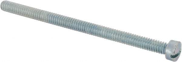 Value Collection - 1/4-20 UNC, 4" Length Under Head Slotted Drive Machine Screw - Fillister Head, Grade J82 Steel, Zinc-Plated Finish, Without Washer - Apex Tool & Supply