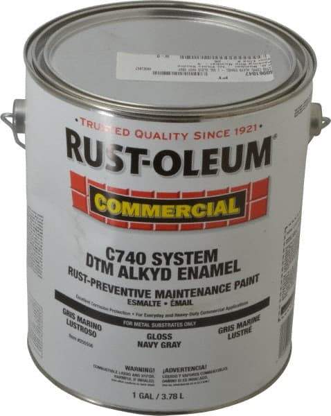Rust-Oleum - 1 Gal Navy Gray Gloss Finish Alkyd Enamel Paint - 278 to 509 Sq Ft per Gal, Interior/Exterior, Direct to Metal, <400 gL VOC Compliance - Apex Tool & Supply