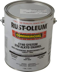 Rust-Oleum - 1 Gal Navy Gray Gloss Finish Alkyd Enamel Paint - 278 to 509 Sq Ft per Gal, Interior/Exterior, Direct to Metal, <400 gL VOC Compliance - Apex Tool & Supply