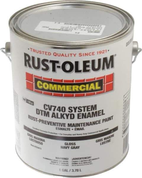 Rust-Oleum - 1 Gal Navy Gray Gloss Finish Alkyd Enamel Paint - 278 to 509 Sq Ft per Gal, Interior/Exterior, Direct to Metal, <100 gL VOC Compliance - Apex Tool & Supply