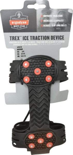 Ergodyne - Size 5-8, Strap-On Cleat - Steel Studs Traction, Black - Apex Tool & Supply