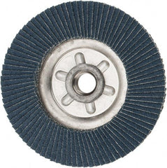Weiler - 80 Grit, 4-1/2" Disc Diam, 5/8-11 Center Hole, Type 29 Zirconia Alumina Flap Disc - 13,000 Max RPM, Aluminum Backing, Quick Change Type S Attaching System, Coated - Apex Tool & Supply