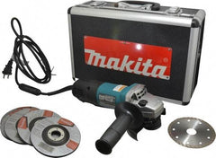 Makita - 4-1/2" Wheel Diam, 10,000 RPM, Corded Angle & Disc Grinder - 5/8-11 Spindle, 120 Volts, 7.5 Amps - Apex Tool & Supply