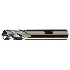 ‎5/8″ Dia. × 5/8″ Shank × 1-5/8″ DOC × 3-3/4″ OAL, HSSCoPM Bright, Spiral , 4 Flute, CW Helix, Weldon, Ballnose End Mill - Exact Industrial Supply