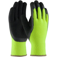 ‎41-1420/XL Insulated Seamless Knit - HV Lime Yellow 7G Acrylic Shell - Black Latex Crinkle Grip - Unbranded - Exact Industrial Supply