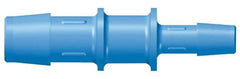 Made in USA - 1 x 1/2" Barb, Kynar Single Barbed Tube Reducer - Blue, Male - Apex Tool & Supply
