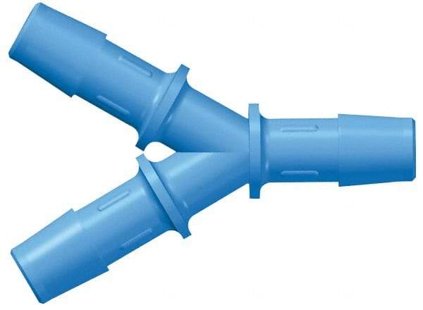 Made in USA - 1/8" Barb, Nylon Single Barbed Tube Y Connector - Blue, Male - Apex Tool & Supply