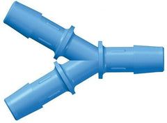 Made in USA - 1/8" Barb, Nylon Single Barbed Tube Y Connector - Blue, Male - Apex Tool & Supply