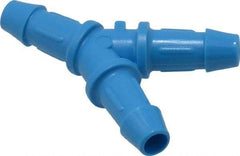 Made in USA - 3/16" Barb, HDPE Single Barbed Tube Y Connector - Blue, Male - Apex Tool & Supply
