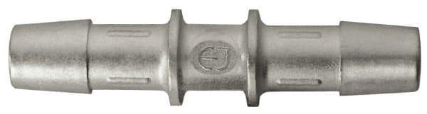 Made in USA - 0.695" Tube ID, Metal Barbed Straight Tube Coupler - Stainless Steel - Apex Tool & Supply