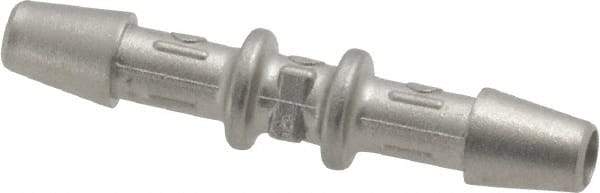 Made in USA - 0.082" Tube ID, Metal Barbed Straight Tube Coupler - Stainless Steel - Apex Tool & Supply