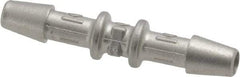 Made in USA - 0.082" Tube ID, Metal Barbed Straight Tube Coupler - Stainless Steel - Apex Tool & Supply