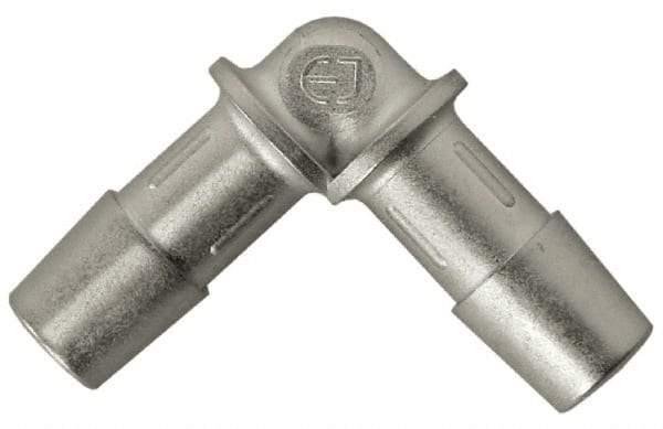 Made in USA - 0.298 x 0.225" Tube ID, Metal Barbed Reduction Tube Elbow - Stainless Steel - Apex Tool & Supply