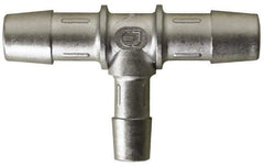 Made in USA - 0.309 x 0.218" Tube ID, Metal Barbed Reduction Tube Tee - Stainless Steel - Apex Tool & Supply