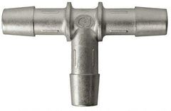 Made in USA - 0.685" Tube ID, Metal Barbed Tube Tee - Stainless Steel - Apex Tool & Supply