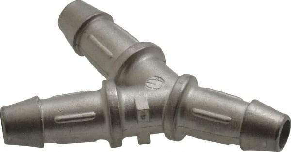 Made in USA - 0.1" Tube ID, Metal Barbed Y Tube Tube Connector - Stainless Steel - Apex Tool & Supply