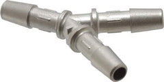 Made in USA - 0.127" Tube ID, Metal Barbed Y Tube Tube Connector - Stainless Steel - Apex Tool & Supply