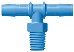 Made in USA - 3/4" Barb, 3/4, HDPE Single Barbed Tube Threaded Tee - Blue, Male - Apex Tool & Supply