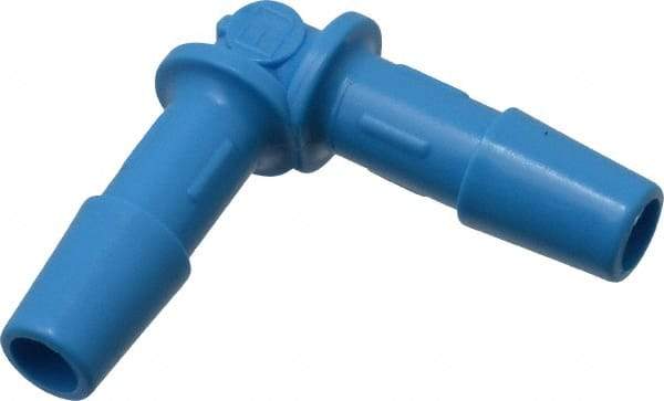 Made in USA - 1/4" Barb, HDPE Single Barbed Tube Elbow - Blue, Male - Apex Tool & Supply