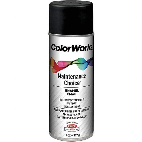 Krylon - Black, Flat, Enamel Spray Paint - 15 to 18 Sq Ft per Can, 16 oz Container, Use on General Industrial Maintenance & Touch-up Work - Apex Tool & Supply