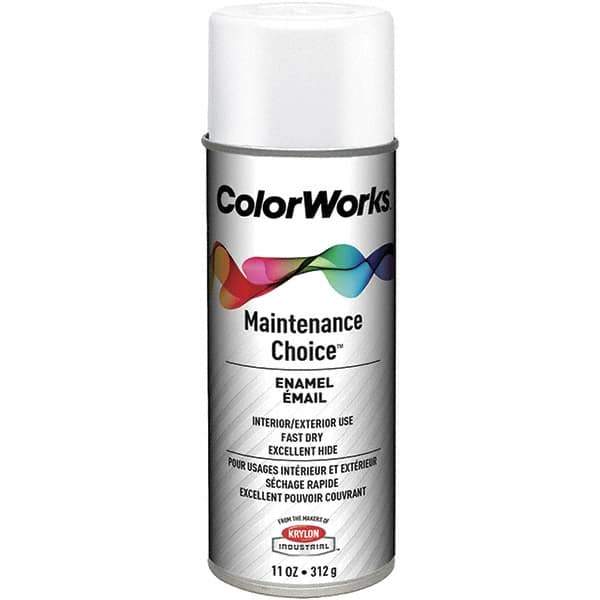 Krylon - White, Flat, Enamel Spray Paint - 15 to 18 Sq Ft per Can, 16 oz Container, Use on General Industrial Maintenance & Touch-up Work - Apex Tool & Supply
