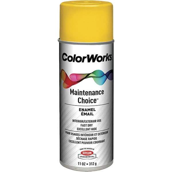 Krylon - Safety Yellow, Enamel Spray Paint - 15 to 18 Sq Ft per Can, 16 oz Container, Use on General Industrial Maintenance & Touch-up Work - Apex Tool & Supply