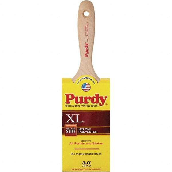 Purdy - 3" Flat Synthetic General Purpose Paint Brush - 3-7/16" Bristle Length, 6" Wood Beavertail Handle - Apex Tool & Supply