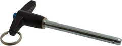 Gibraltar - 1/4" Diam, 2-1/2" Usable Length, T Handle, Quick Release Pin - Grade 4130 Steel, Zinc-Plated Finish - Apex Tool & Supply