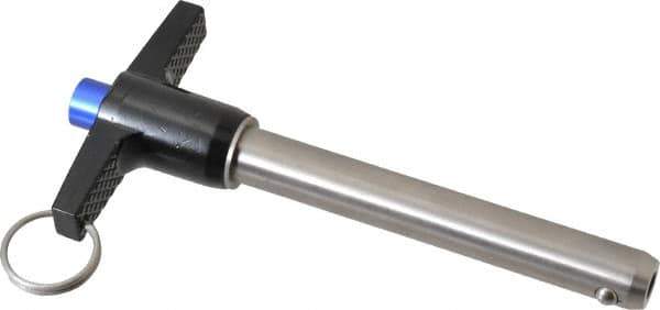 Gibraltar - 5/8" Diam, 4" Usable Length, T Handle, Quick Release Pin - Grade 17-4 Stainless Steel, Bright Finish - Apex Tool & Supply