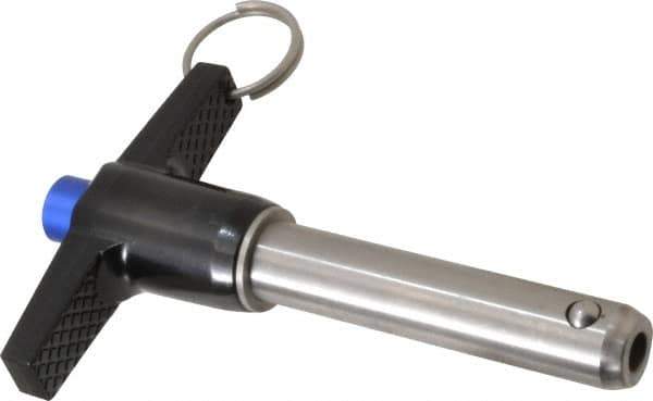 Gibraltar - 5/8" Diam, 2-1/2" Usable Length, T Handle, Quick Release Pin - Grade 17-4 Stainless Steel, Bright Finish - Apex Tool & Supply