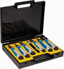 Noga - 7 Piece High Speed Steel Blade Hand Deburring Tool Set - S, C, D, L, K Blade Holder, S20, S30, S100;C20;D50, D66;T80;L3;N80K Blades, For Holes, Straight Edge, Curved Edge, Bushing Scraping, External Shaft, Small Ridges - Apex Tool & Supply