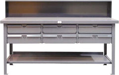 Strong Hold - 72 Wide x 36" Deep x 34" High, Maple Work Table - Flat Top, Angle Legs, Dark Gray - Apex Tool & Supply
