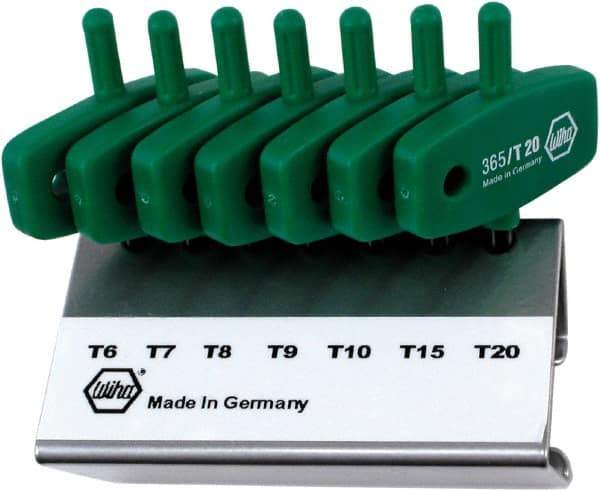 Wiha - 7 Piece T6 to T20 Chrome Vanadium Molybdenum Wing Handle Torx Key Set - T6, T7, T8, T9, T10, T15, T20 Torx Size - Apex Tool & Supply