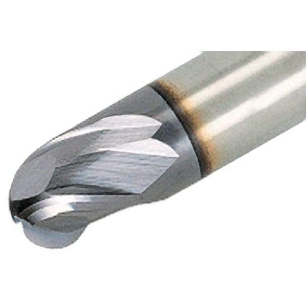 Iscar - 12mm Diam, 14mm LOC, 3 Flute Solid Carbide Ball End Mill - TiAlN Finish, Single End, 83mm OAL, 12mm Shank Diam, Spiral Flute - Apex Tool & Supply