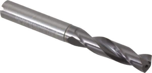 Guhring - 0.3858" 140° Spiral Flute Solid Carbide Screw Machine Drill Bit - FIREX Finish, Right Hand Cut, 47mm Flute Length, 89mm OAL, SU Point, Straight Shank, Through Coolant - Apex Tool & Supply