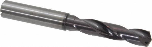 Guhring - 27/64" 140° Spiral Flute Solid Carbide Screw Machine Drill Bit - FIREX Finish, Right Hand Cut, 55mm Flute Length, 102mm OAL, SU Point, Straight Shank, Through Coolant - Apex Tool & Supply