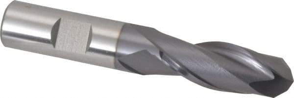 Hertel - 5/8" Diam, 1-5/8" LOC, 2 Flute Cobalt Ball End Mill - TiCN Finish, Single End, 3-3/4" OAL, 5/8" Shank Diam - Apex Tool & Supply
