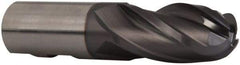 Hertel - 1" Diam, 2" LOC, 4 Flute Cobalt Ball End Mill - TiCN Finish, Single End, 4-1/2" OAL, 1" Shank Diam, Spiral Flute - Apex Tool & Supply