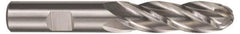 Hertel - 3/8" Diam, 1-1/2" LOC, 4 Flute High Speed Steel Ball End Mill - Uncoated, Single End, 3-1/4" OAL, 3/8" Shank Diam, Spiral Flute - Apex Tool & Supply