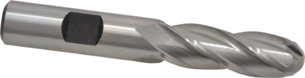 Hertel - 1/2" Diam, 1-1/2" LOC, 4 Flute High Speed Steel Ball End Mill - Uncoated, Single End, 3-1/4" OAL, 1/2" Shank Diam, Spiral Flute - Apex Tool & Supply