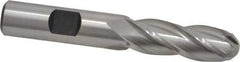 Hertel - 1/2" Diam, 1-1/2" LOC, 4 Flute High Speed Steel Ball End Mill - Uncoated, Single End, 3-1/4" OAL, 1/2" Shank Diam, Spiral Flute - Apex Tool & Supply