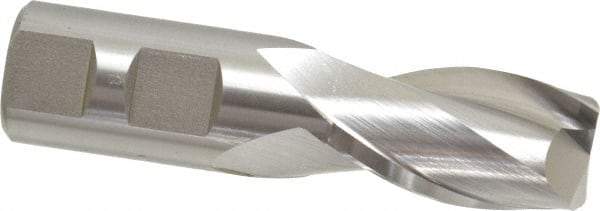 Hertel - 27/32", 1-1/2" LOC, 7/8" Shank Diam, 3-1/2" OAL, 2 Flute, High Speed Steel Square End Mill - Single End, Uncoated, Spiral Flute, 30° Helix, Centercutting, Right Hand Cut, Right Hand Flute - Apex Tool & Supply